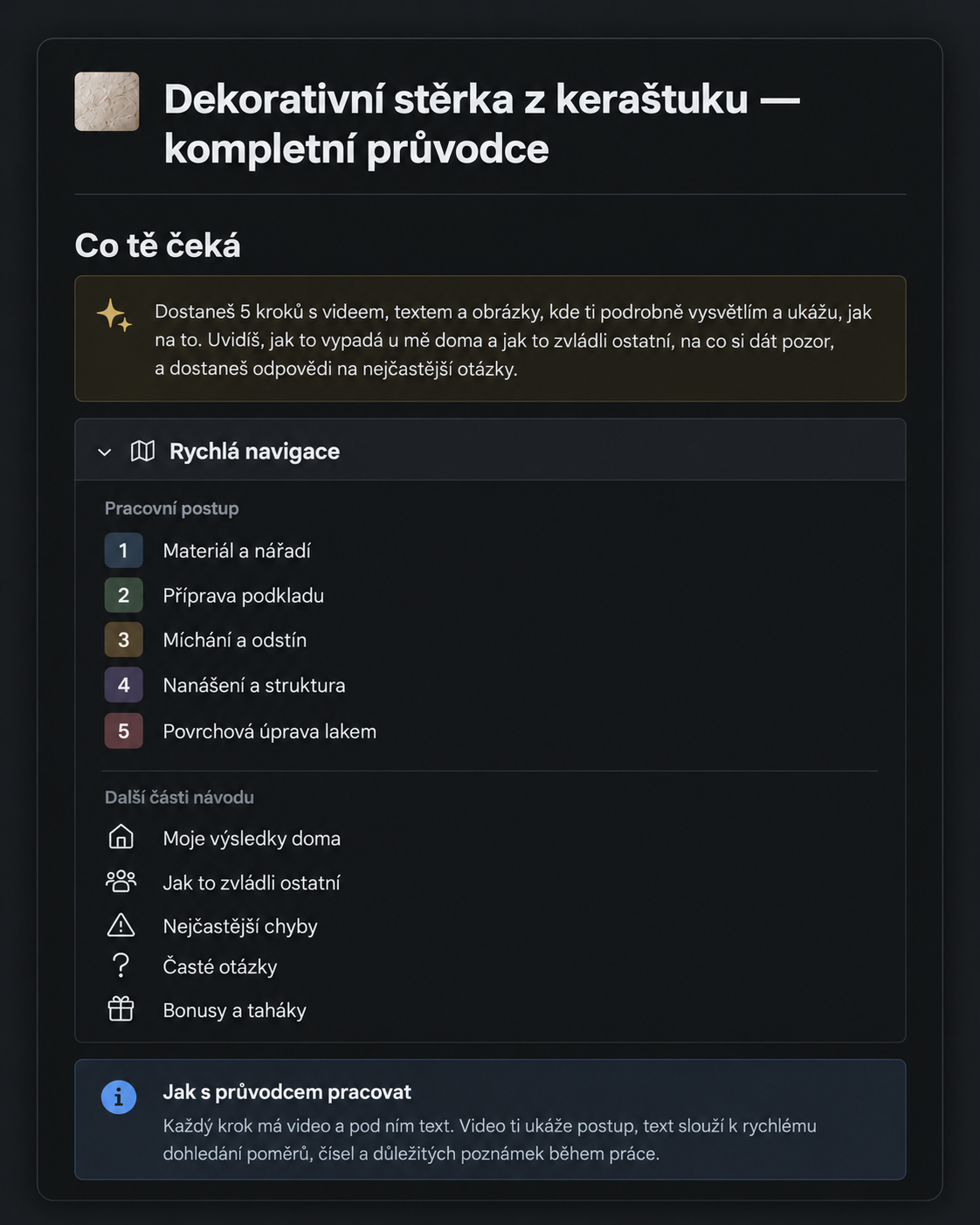 Náhled kompletního průvodce dekorativní stěrkou